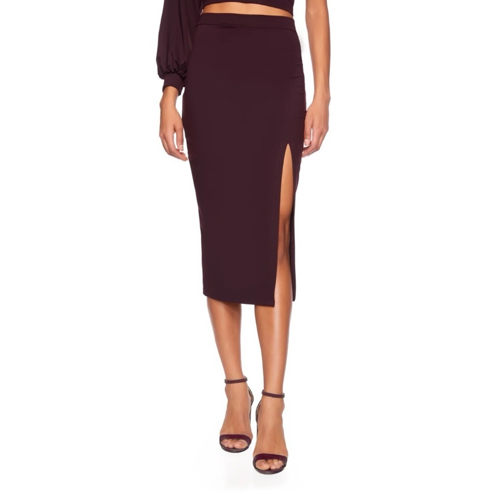 NWT Susana Monaco Midi Slit Skirt in Cabernet